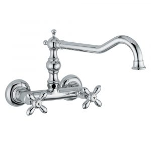 Wall-mounted sink mixer with movable spout