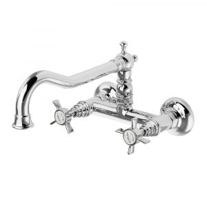 Wall-mounted sink mixer with movable spout