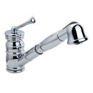 Sink mixer with movable spout with pull-out handshower Queen