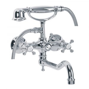 Exposed bathtube mixer with flexible 150 cm and duplex shower with movable spout