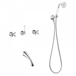 Gruppo vasca da incasso con flessibile cm 150 e doccia duplex
