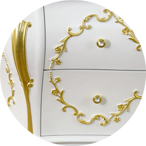 Bianco Opaco / decoration Foglia Oro