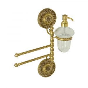 Towel holder with two swivelling arms and dispenser