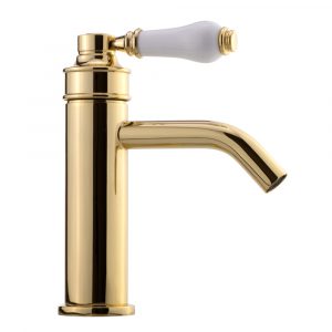 Sink faucet, Hermitage Mini, handle: white ceramic
