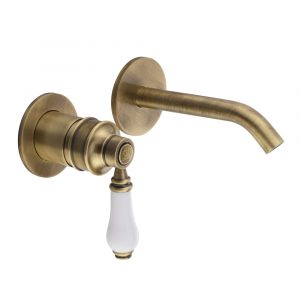 Mixer lavabo incasso, Hermitage Mini, Leva: ceramica bianca