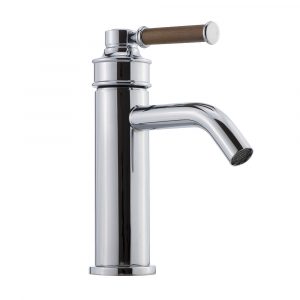 Monocomando lavabo, Hermitage Mini, Leva ottone, impugnatura: noce