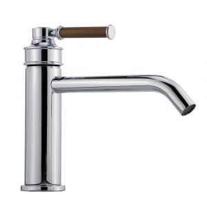 Sink faucet, 18 cm spout, Hermitage Mini, handle: walnut