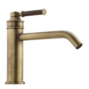 Sink faucet, 18 cm spout, Hermitage Mini, handle: walnut