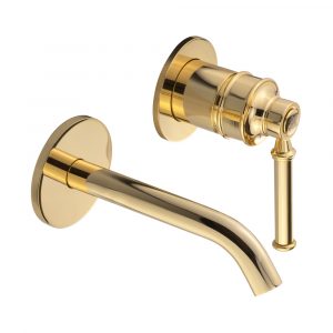 Flush-mounted sink faucet, Hermitage Mini, handle: brass