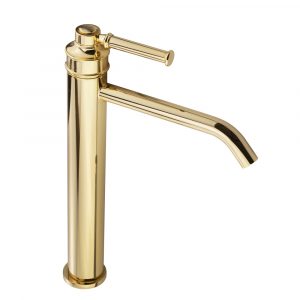 Sink faucet, high, 18 cm spout, Hermitage Mini, handle: brass