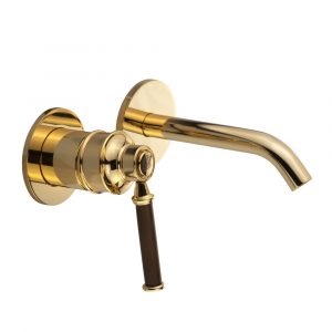 Mixer lavabo incasso, Hermitage Mini, Leva: noce