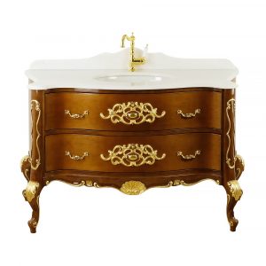 Marble top, washbasin furniture, Noce Lucido, L139 cm, Virginia