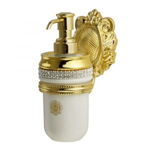 Dispenser, ceramica, biano/oro, swarovski, Cleopatra