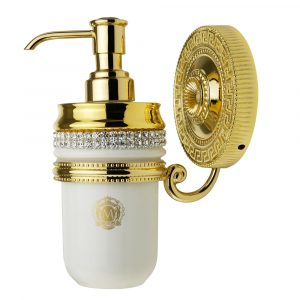Dispenser, ceramica, Bianco/ Oro, swarovski, il portadispenser