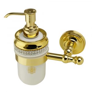 Dispenser, ceramica, Bianco/ Oro, swarovski