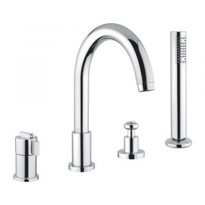 Bathtube set with diverter with pull-out shower, thermostatic