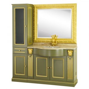Top marmo, base per lavabo, specchiera, lavabo, vetrina, Ravenna
