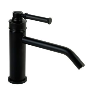 Sink faucet, 18 cm spout, Ermitage Mini, Matt black, handle: brass