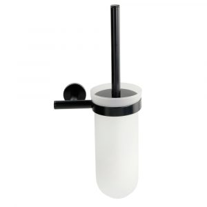 FORTIS, Brush holder, frosted glass/matt black