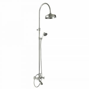 REVIVAL. External bath mixer with spout complete of rigid riser and big shower