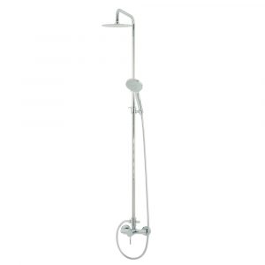 FORTIS. External bath mixer with spout complete of rigid riser and big shower