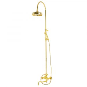 LADY. External bath mixer with spout complete of rigid riser and big shower