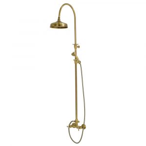 LADY. External bath mixer with spout complete of rigid riser and big shower