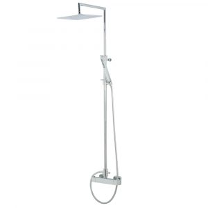 KVANT. External bath mixer with spout complete of rigid riser and big shower, thermostat