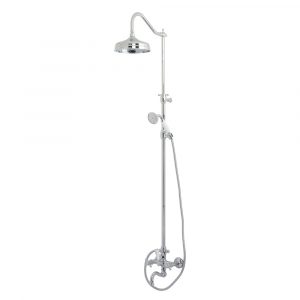 ARCADIA. External bath mixer with spout complete of rigid riser and big shower