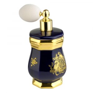 AMANTE BLU Баночка для парфюма с помпой 8х8хН16,5 см, керамика, цвет синий, декор золото