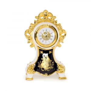 AMANTE BNB Часы настольные 23х14х39 см, керамика, цвет белый/синий, декор золото