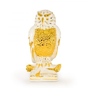 GIARDINO Owl figurine H43 cm, ceramic, color white, decor gold