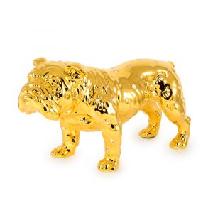GIARDINO Cane figurine 49x20xh26 cm, ceramica, colore e decorazione oro, cristallo