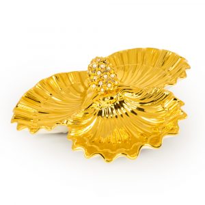 LAGUNA Ракушка тройная с цветами D42 см, керамика, цвет белый, декор золото, Crystal