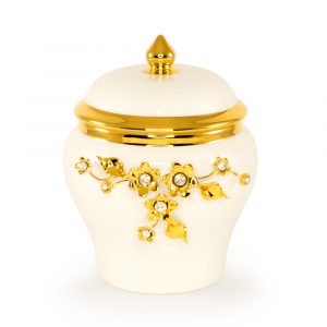 EMOZIONI Баночка с крышкой D12,5хН16 см, керамика, цвет белый, декор золото, Crystal