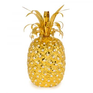 EMOZIONI Souvenir ananas D16xh30 cm, ceramica, colore e decorazione oro, cristallo