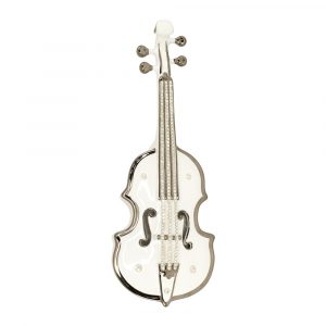 EMOZIONI Violino 47x17xh8 cm, ceramica, Colore Bianco, intarsio platino, cristallo