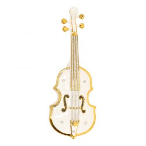 EMOZIONI Violin 47x17x8 cm, ceramic, color white, decor gold, Crystal