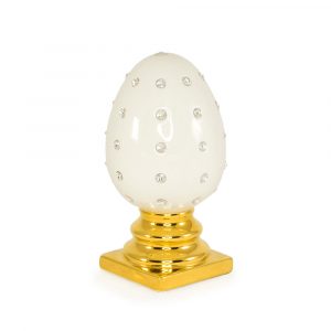 EMOZIONI Souvenir egg 13x13x21cm, ceramic, color white, decor gold, Crystal
