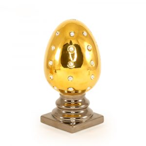 EMOZIONI Souvenir uovo 13x13xh21cm, ceramica, Colore oro, Decorazione platino, cristallo