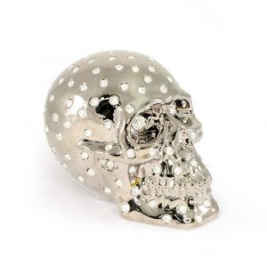 PISTOLETTO Cranio 24x15xh18 cm, ceramica, Colore Platino, cristallo