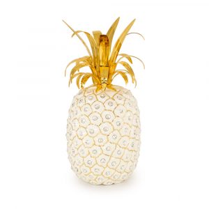 EMOZIONI Souvenir ananas D16xh30 cm, ceramica, Colore Bianco, Decorazione oro, Crystal