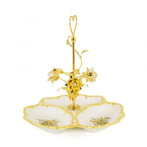 FIORI GOLD Menagerie 35xH35cm, ceramic/brass, color white, decor gold