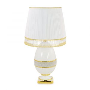 DUBAI Paralume per lampada, ceramica, Colore Bianco, Decorazione oro