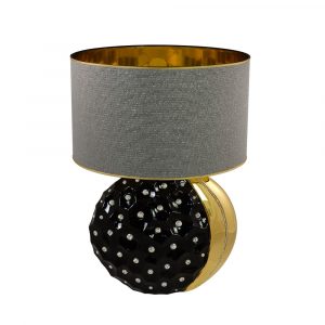 TOKIO Лампа настольная и абажур, керамика, ткань, цвет черный, декор золото, Crystal