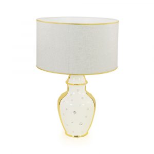 DUBAI Lamp, ceramic, color white, decor gold