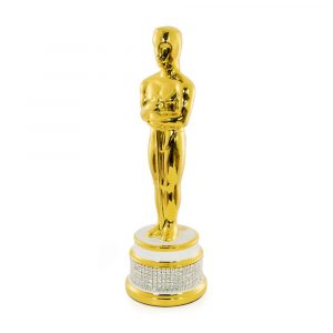 EMOZIONI Oscar statuette 9.5×31 cm, ceramic, color gold, base white, Crystal