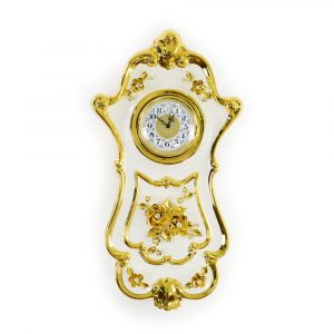 EMOZIONI Orologio Da Parete, Decor Fiori 34x12xh63 cm, ceramica, Colore bianco, decor oro, cristallo