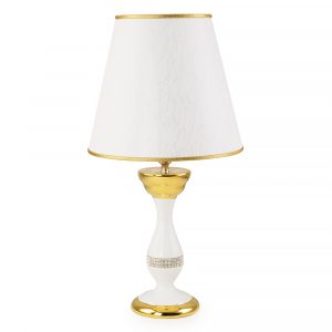 DUBAI Lampada, ceramica, Colore Bianco, Decorazione oro