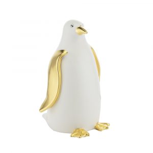 GIARDINO Penguin figurine H27 cm, ceramic, color white, decor gold